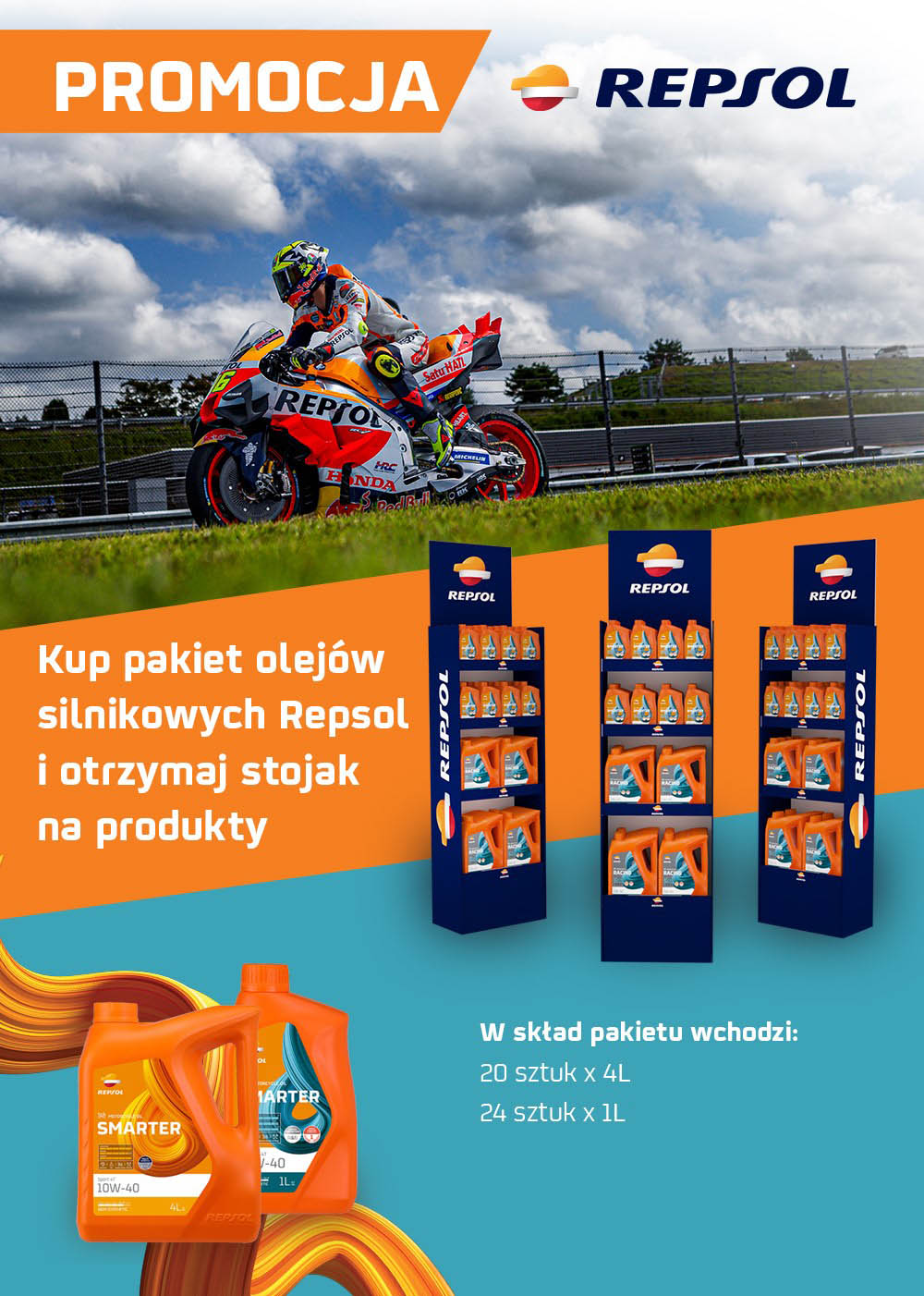 REPSOL set oleje motorovýCH ZE stojanIEM